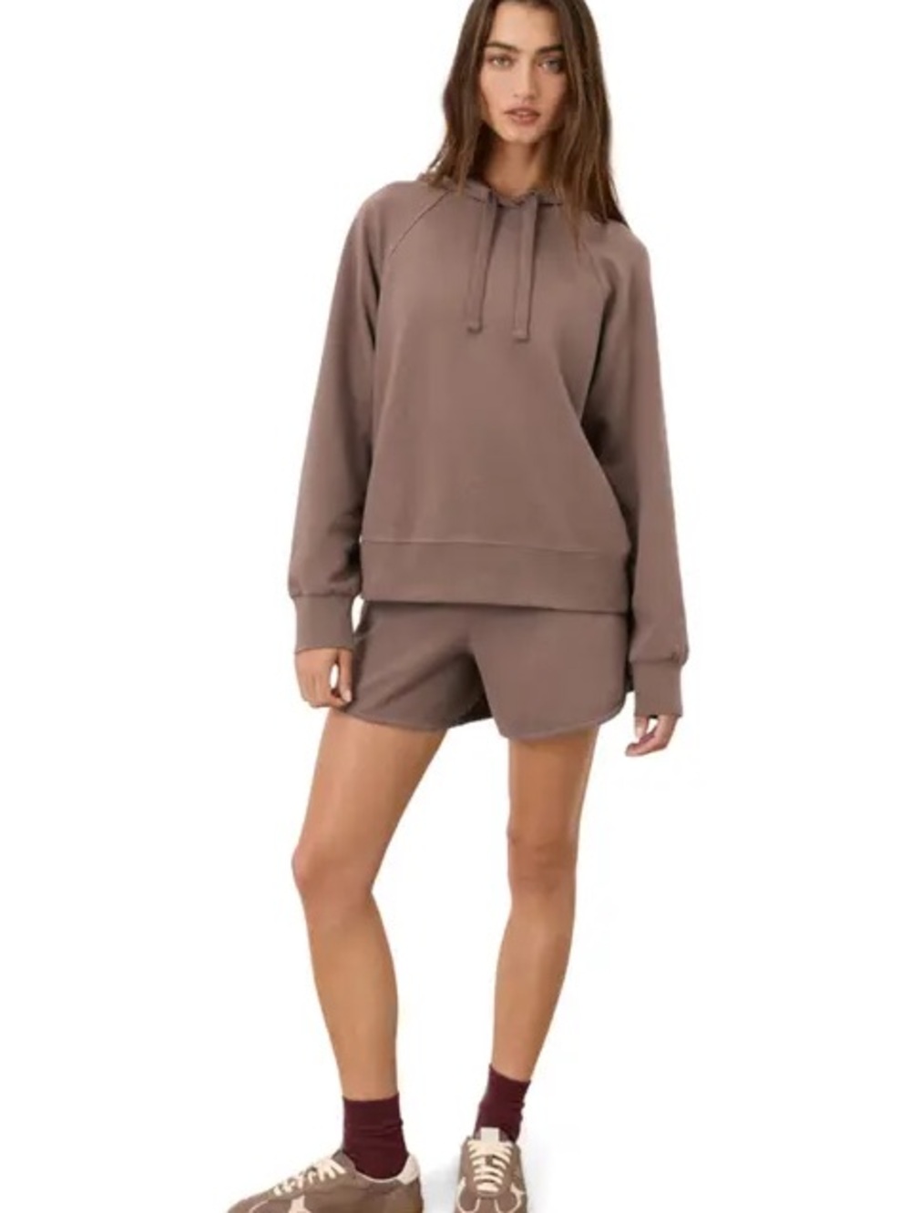 Pact Size L Organic CloudKnit Hoodie and Shorts Set in Brown 97% Organic Cotton